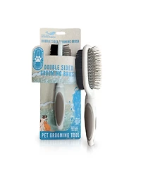 Ocean Plastic by Pt Beige Double-Sided Oval Grooming Brush, Eco-Friendly Pet Brush for Dogs and Cats