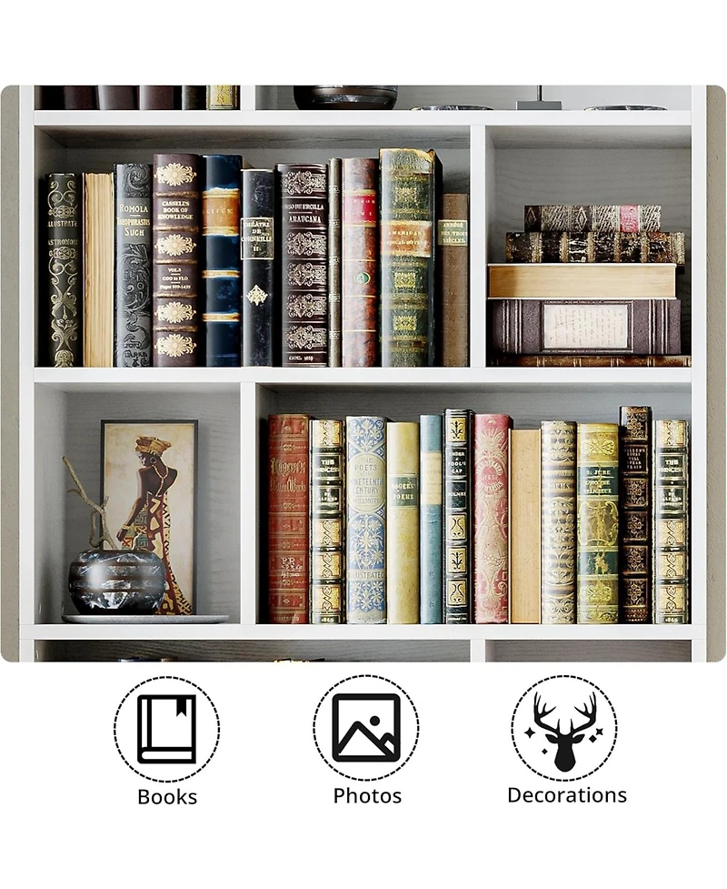 Bookcase with Doors, Tall Bookshelf with Storage, Bookshelves