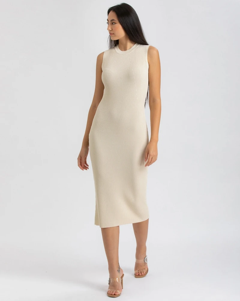 Pietro Brunelli Milano Women's Sleeveless Fitted Ribbed Pattern Iris Dress