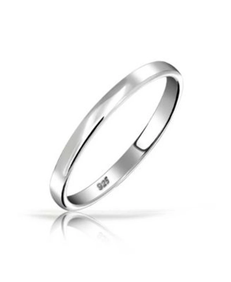 Bling Jewelry Plain Simple Dome Couples Sterling Silver Band Ring 2mm