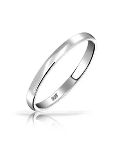 Bling Jewelry Plain Simple Dome Couples Sterling Silver Band Ring 2mm