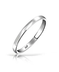 Bling Jewelry Plain Simple Dome Couples Sterling Silver Band Ring 2mm