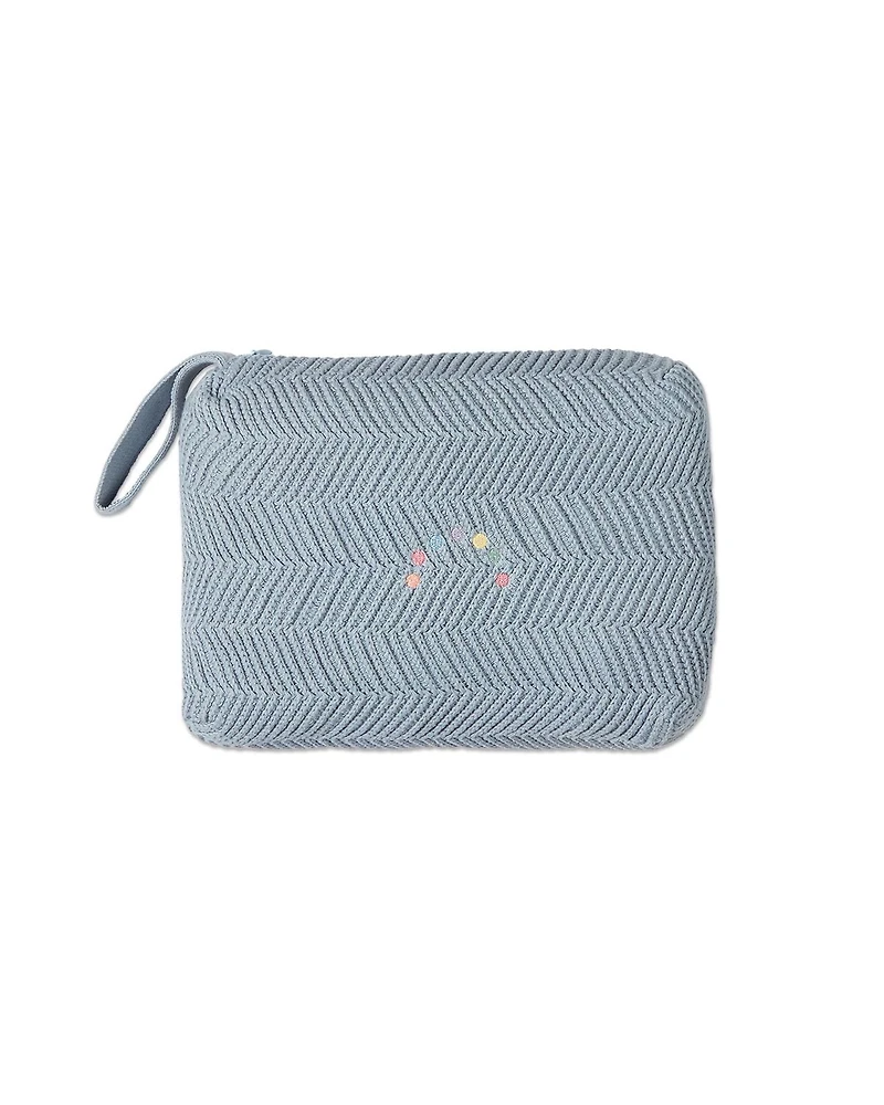 MeMoi Baby Herringbone Knit 100% Cotton Blanket with Carry Pouch