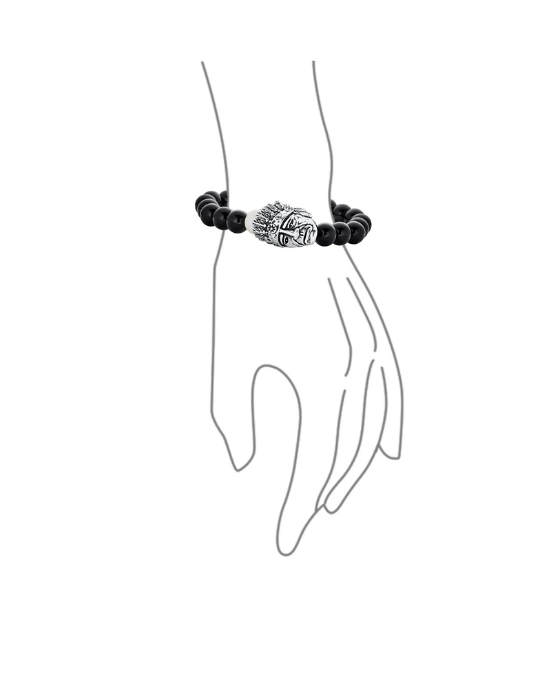 Bling Jewelry Bead Indian Chief Head Animal Western Longhorn Loin French Bulldog Strand Stretch Bracelet Gunmetal Gold Silver Plated Adjustable