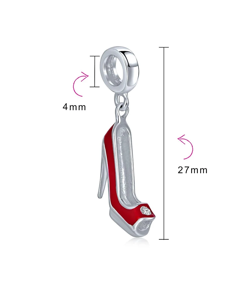 Bling Jewelry Designer Stiletto Pump Red High Heel Dangle Charm Bead European Bracelet