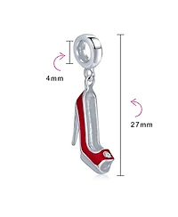 Bling Jewelry Designer Stiletto Pump Red High Heel Dangle Charm Bead European Bracelet