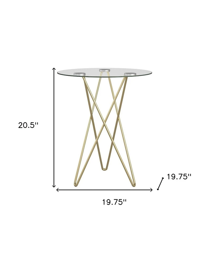 Geometric Clear Glass and Gold Round Table