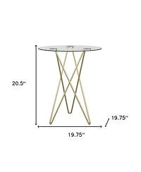 Geometric Clear Glass and Gold Round Table