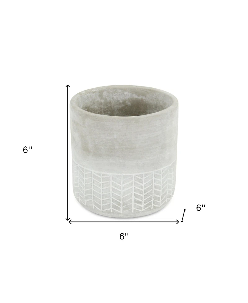 Cement Round Planter with Geometric Pattern – Versatile Pot for Home & Garden