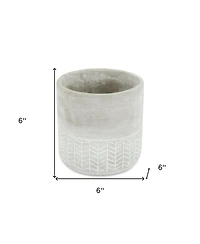 Cement Round Planter with Geometric Pattern – Versatile Pot for Home & Garden
