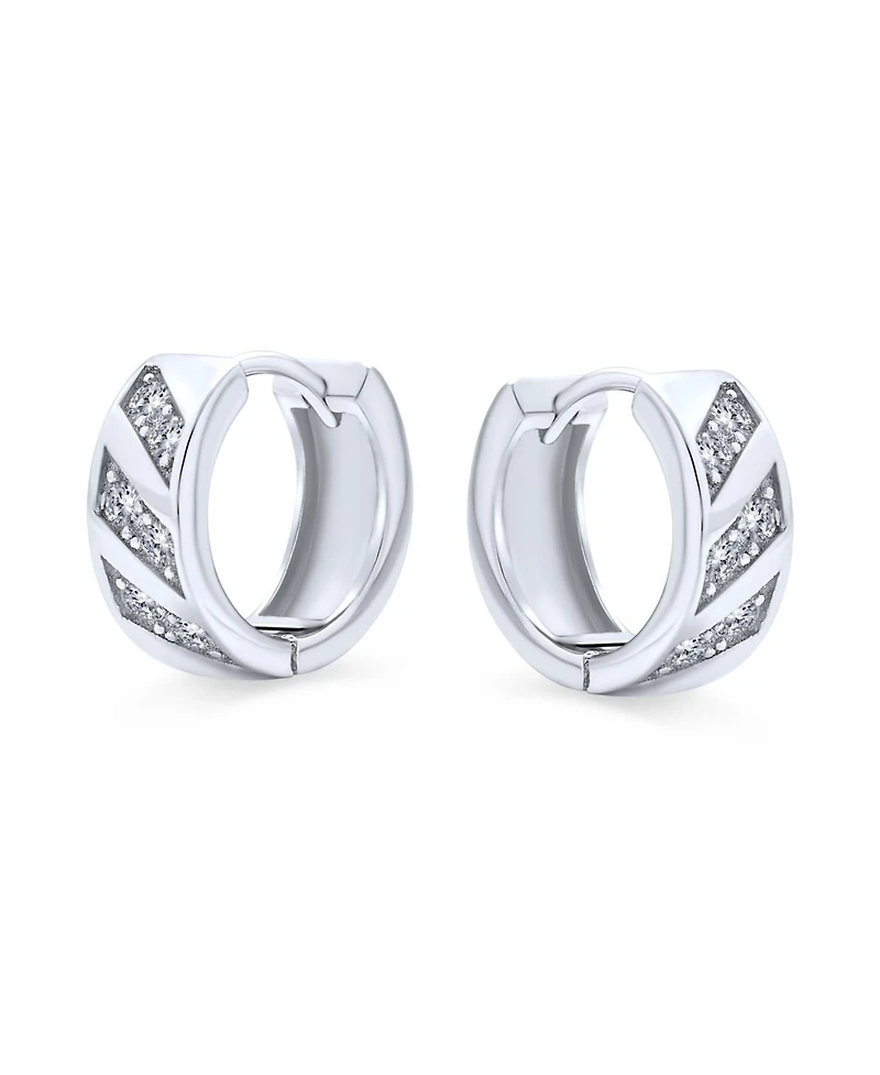 Bling Jewelry Elegant Cz Hoop Earrings with Cubic Zirconia Accent in Sterling Silver