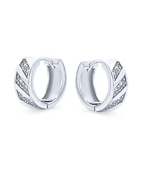 Bling Jewelry Elegant Cz Hoop Earrings with Cubic Zirconia Accent in Sterling Silver