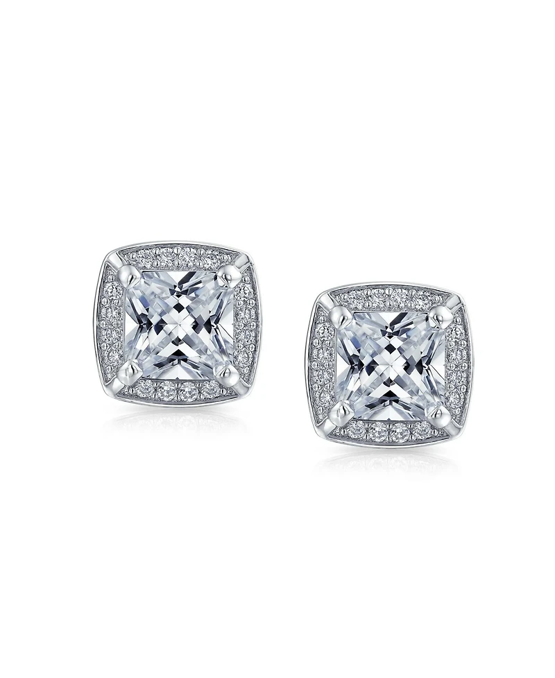 Bling Jewelry Fashion Statement Square Cushion Cut Cubic Zirconia Cz Stud Earrings Rose Gold Plated