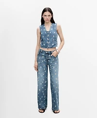 Mango Women's Embroidered Floral Crop Vest