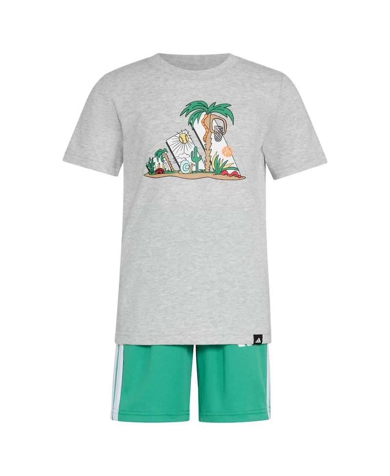 adidas Toddler & Little Boys Graphic T-Shirt Stripe Shorts