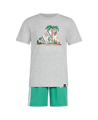 adidas Toddler & Little Boys Graphic T-Shirt Stripe Shorts