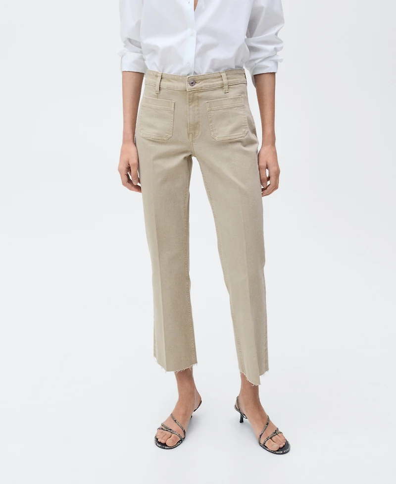 Mango Women's Flared Cropped Jeans