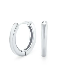 Bling Jewelry Basic Simple Thin Huggie Hoop Kpop Earrings 14K Gold Plated .925 Sterling Silver Flat Hinge