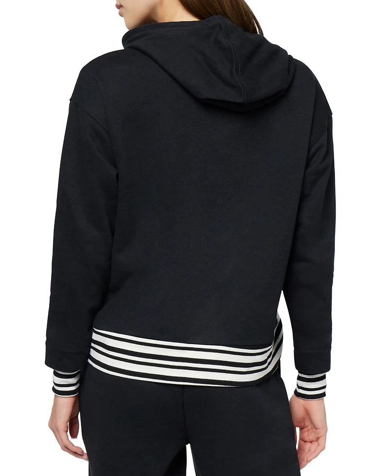 Three Dots Women's Striped Trim Pullover Hoodie