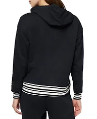 Three Dots Women's Striped Trim Pullover Hoodie