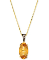 Le Vian Chocolatier Cinnamon Citrine (2-1/2 ct. t.w.) & Chocolate Diamond (1/20 ct. t.w.) Pendant Necklace in 14k Yellow Gold, 20"