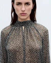 Mango Women's Ruffled Floral-Print Blouse