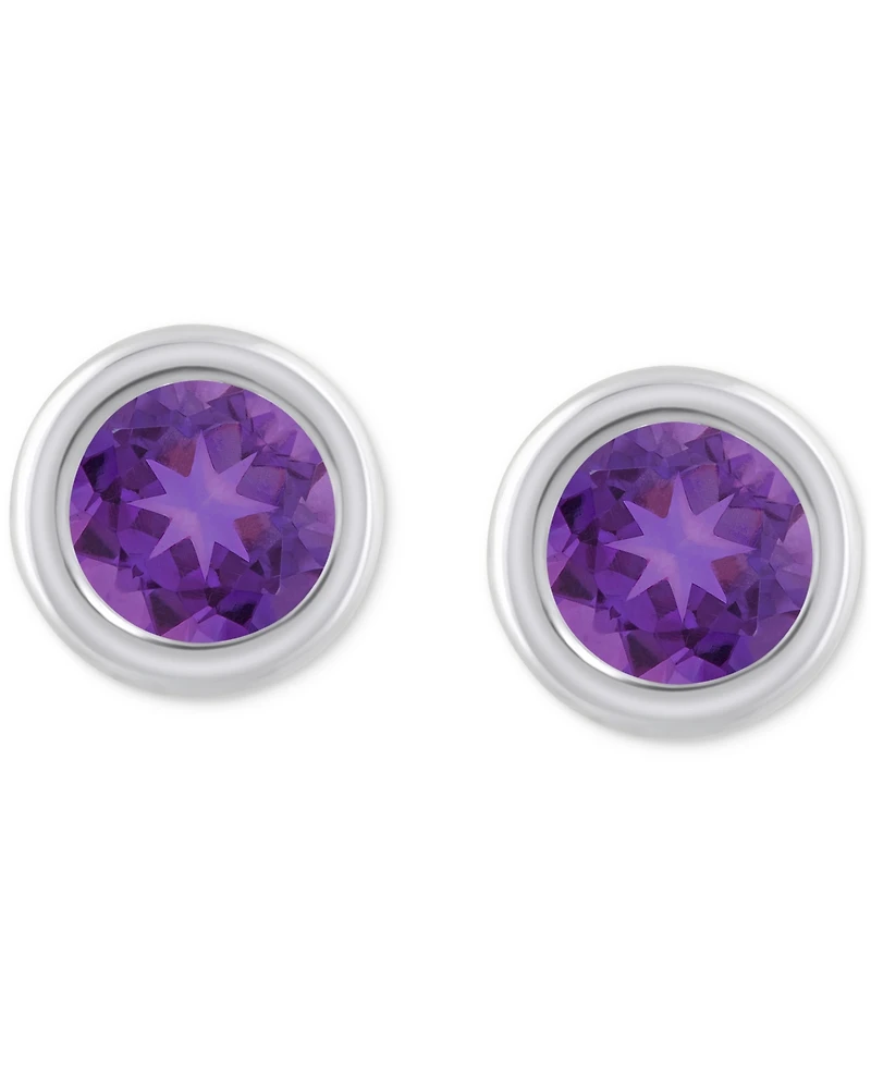 Macy's Gemstone Round Stud Earrings 10k Yellow Gold or White
