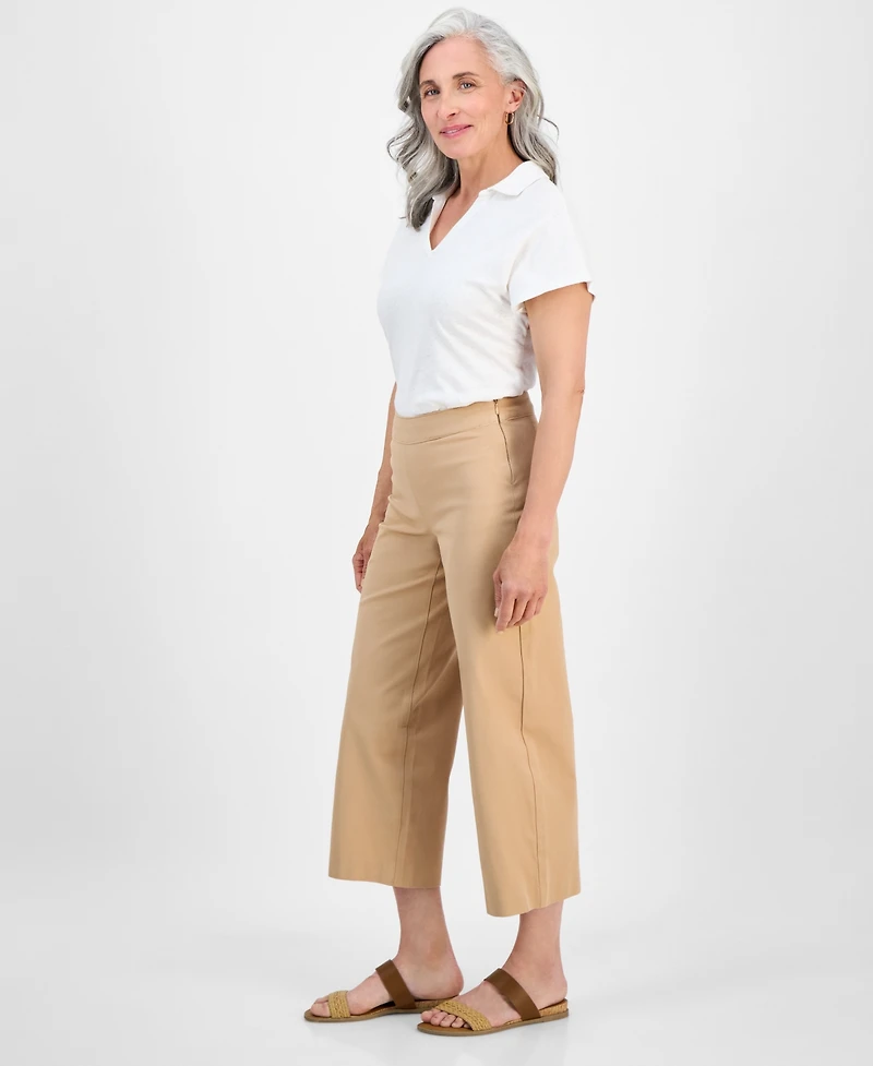 Style & Co Petite High-Rise Cropped Wide-Leg Pants, Exclusively at Macy's