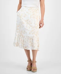 Style & Co Women's Printed Eyelet Tiered Skirt, Exclusively at Macy's
