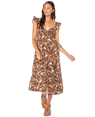 Roxy Juniors' Palmy Days Cotton Printed Tiered Midi Dress