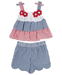 Rare Editions Baby Girls 2-Piece Americana Top and Seersucker Shorts Set