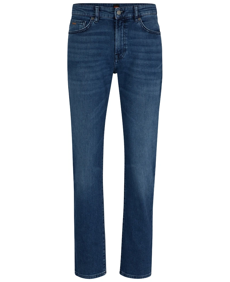 Boss by Hugo Men's Mid-Blue Comfort-Stretch Regular-Fit Jeans