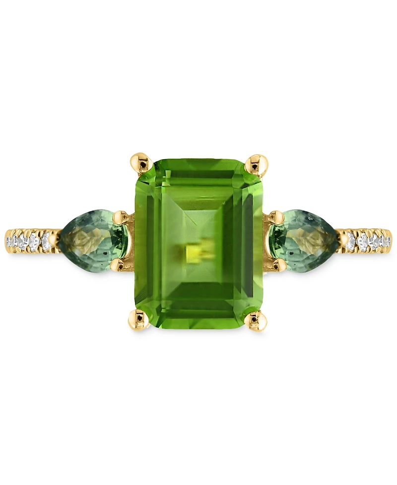 Lali Jewels Multi-Gemstone & Diamond (1/20 ct. t.w.) Ring 14k Yellow Gold