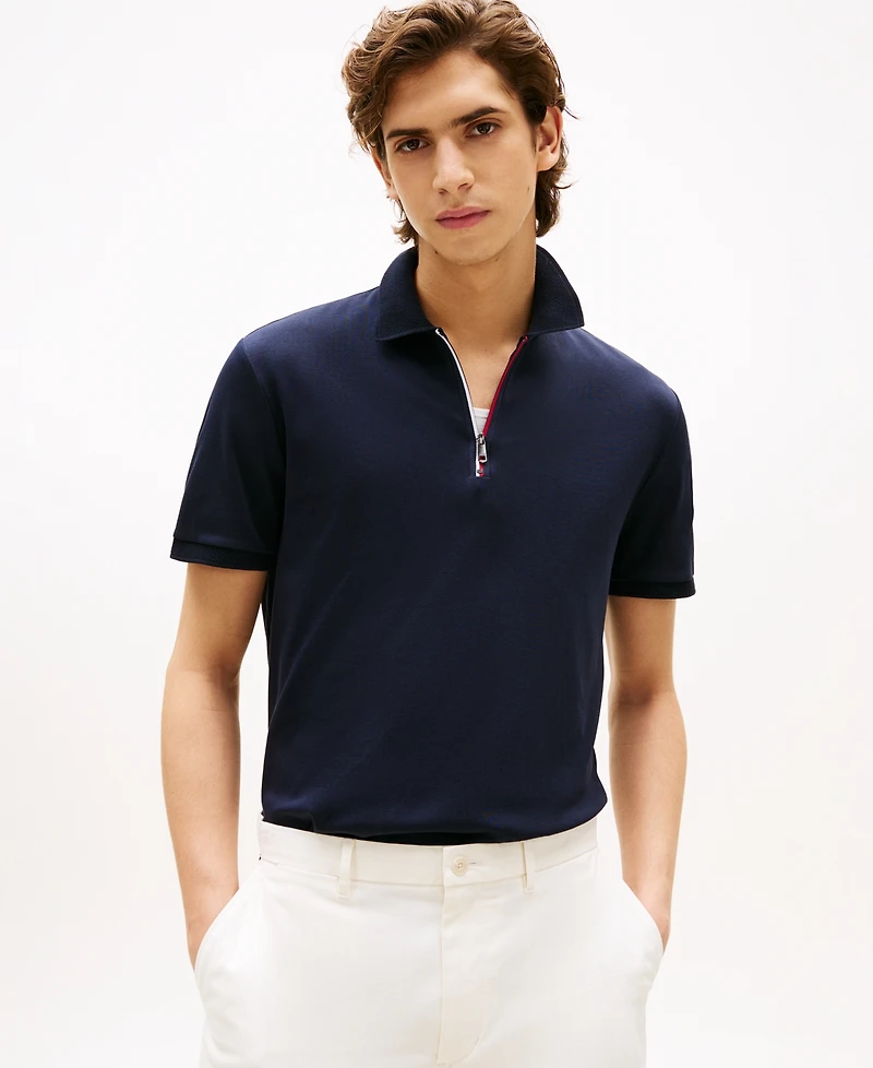 Tommy Hilfiger Men's Regular-Fit Interlock Zip Polo Shirt
