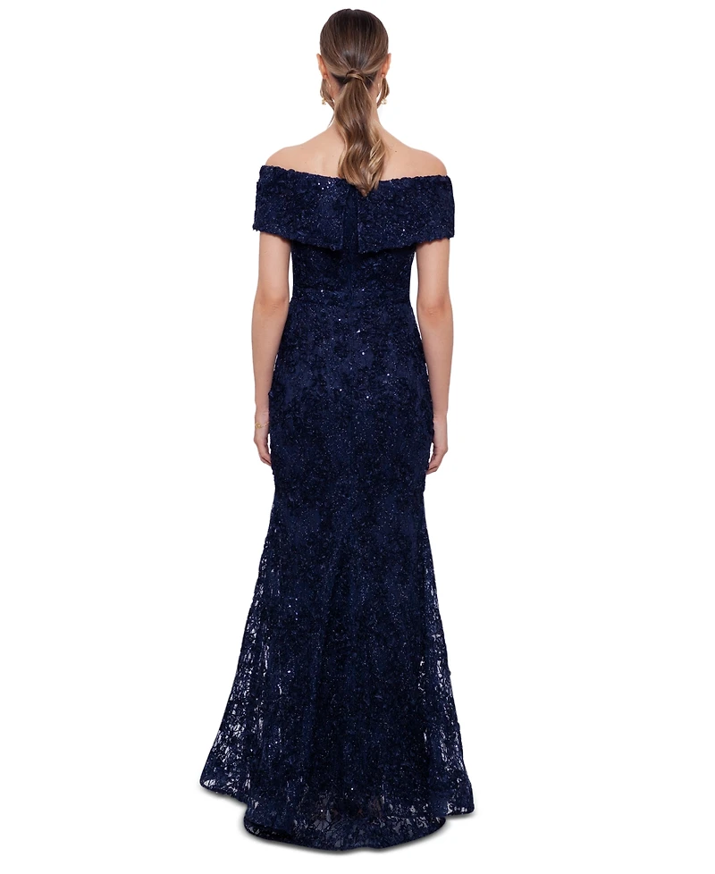 Xscape Off-The-Shoulder Lace Gown