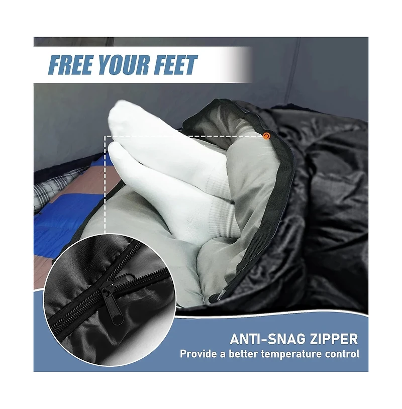 Sleeping Bags Adults Backpacking Lightweight Waterproof Cold Weather Bag Blue