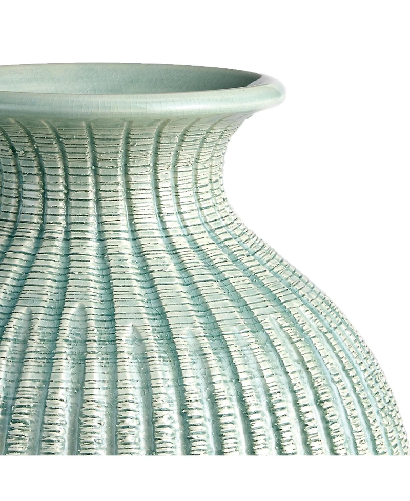11" Graffio Petite Decorative Ceramic Handmade Artisan Ribbed Pattern Floral Vase All Seasons Spring Springtime Italian Centerpiece Home Living R
