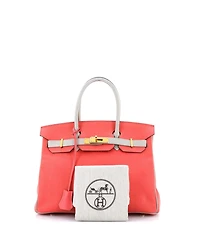 Pre-Owned Hermes Birkin 30 Handbag Bicolor Chevre Mysore with Gold Hardware
