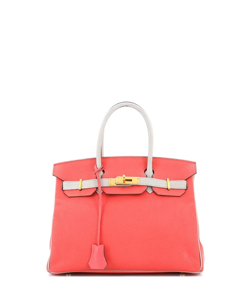 Pre-Owned Hermes Birkin 30 Handbag Bicolor Chevre Mysore with Gold Hardware