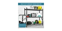 Garage Shelving Heavy Duty 72"H77"W Garage Storage Shelves 6000LBS Heavy Duty Shelving Adjustable 3 Tier Metal Shelving