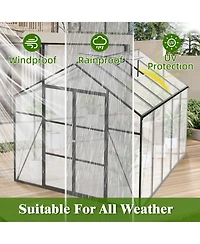Gain Height 8x10 Ft Aluminum Polycarbonate Greenhouse - All Season