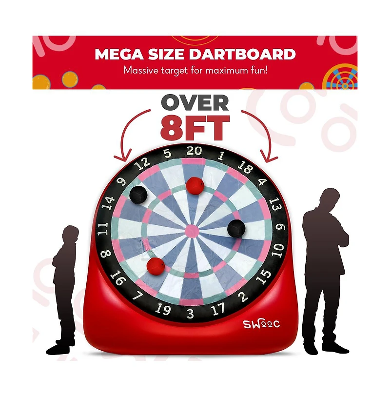 Xl Giant Kick Darts (Over 8ft Tall) with 15+ Games Included - Jumbo Soccer Darts w/ Air Pump