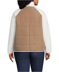 Lands' End Plus Mixed Media High Pile Fleece Jacket