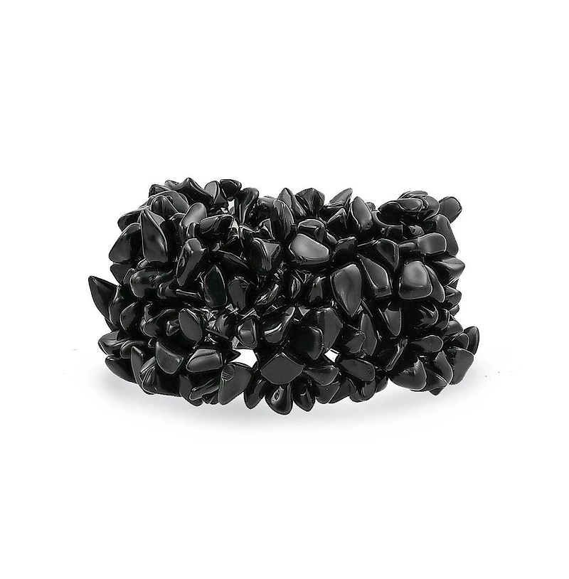 Bling Jewelry Big Chunky Multi Colors Crystal Chips Cluster Statement Wide Bracelet