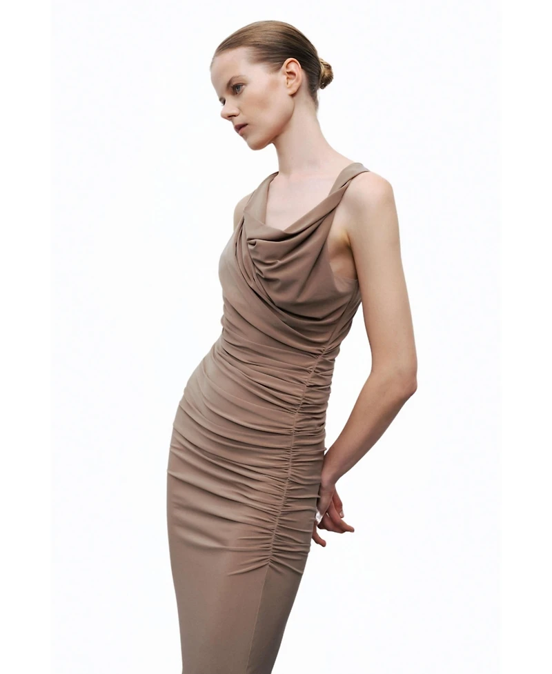 Nocturne Women's Midi Dress with Gathered Detail