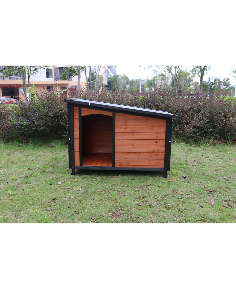 27.6 in. W x 42.1 in. L x 32.3 in. H Outdoor Indoor Removable Wooden Tilting Waterproof Roof Large Dog Dog Kennel