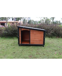 27.6 in. W x 42.1 in. L x 32.3 in. H Outdoor Indoor Removable Wooden Tilting Waterproof Roof Large Dog Dog Kennel