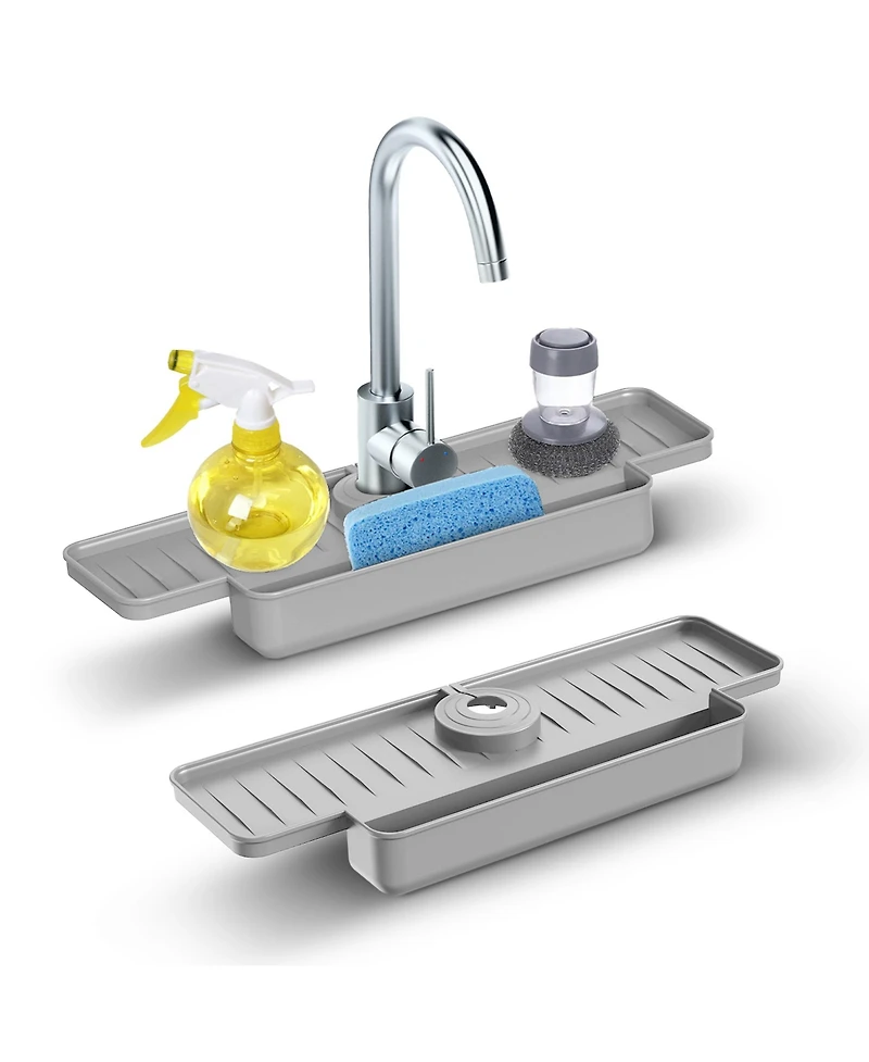 Cheer Collection Silicone Faucet Draining Mat with Soap Holder