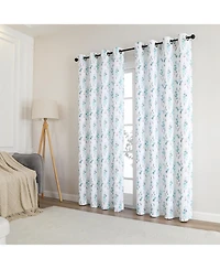 Kate Aurora 1 Piece Watercolor Floral Light Filtering Grommet Top Window Curtain Panel