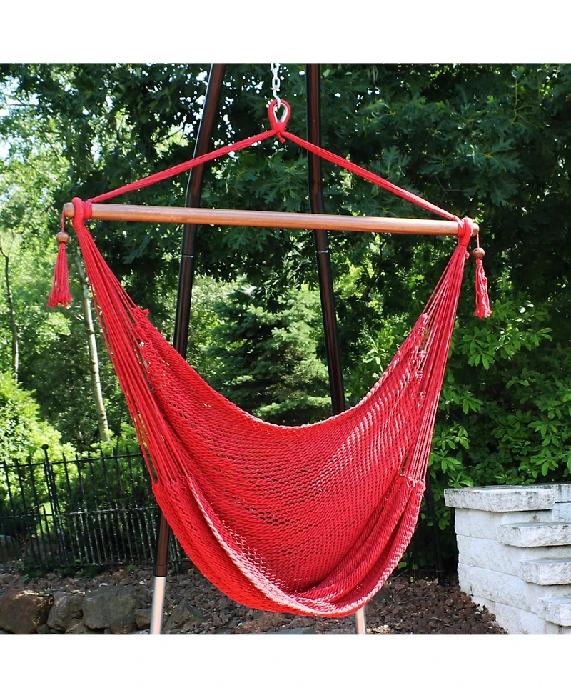Caribbean Style Extra Large Hanging Rope Hammock Chair Swing for Backyard and Patio